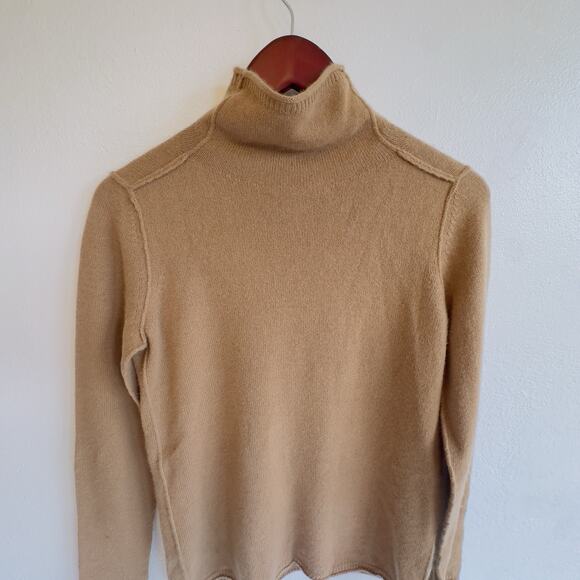 Paychi Guh 100% Baby Cashmere Camel Turtleneck Sweater Size S Quiet Luxury $488 - Picture 10 of 11
